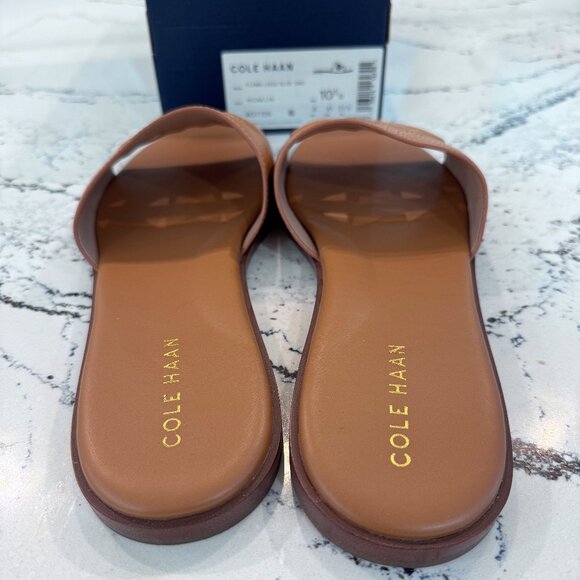 Cole Haan Flynn Logo Slide Sandal Pecan Leather Size 10.5 - Picture 3 of 6